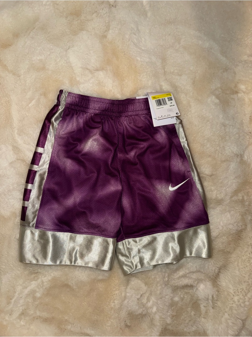 Nike Purple Kids Athletic Shorts with Silver Trim